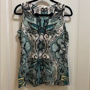 BOGO Cleo teal lace floral sleeveless blouse